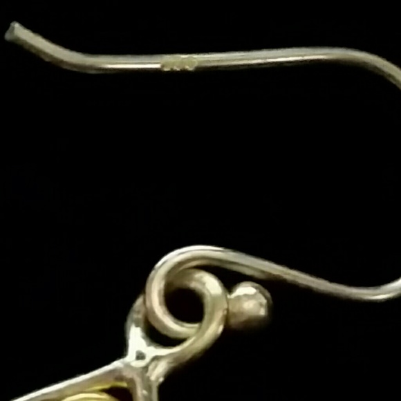 .925 Two tone Rainbow Topaz Dangle Hook Earrings - Picture 4 of 5